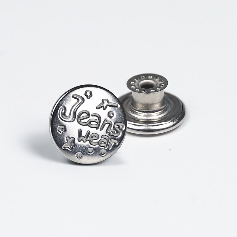 Antique Bronze Smooth Metal Tack Button for Jeans, Jackets & Dungarees with Engraving