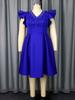 A Line Ruffle Sleeve Plus Size Dress with Pearl Embellished Neckline Ideal for Wedding Cocktail Parties and Special Celebrations