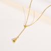 Simple Polished Waterdrop Y-Shaped Necklace for Women Stainless Steel Link Chain Necklaces Minimalist Party Jewelry Gift