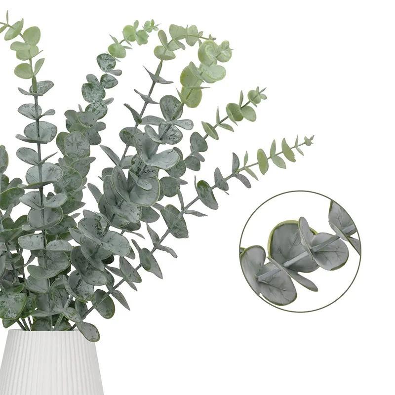 2PCS Artificial Eucalyptus Stems Leaves Green Eucalyptus Branches Fake Plants for Wedding Centerpieces Christmas Navidad Decor