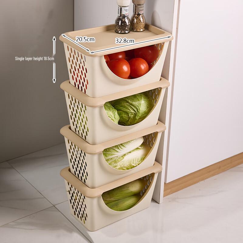 Multi-Layer Plastic Storage Basket with Lid