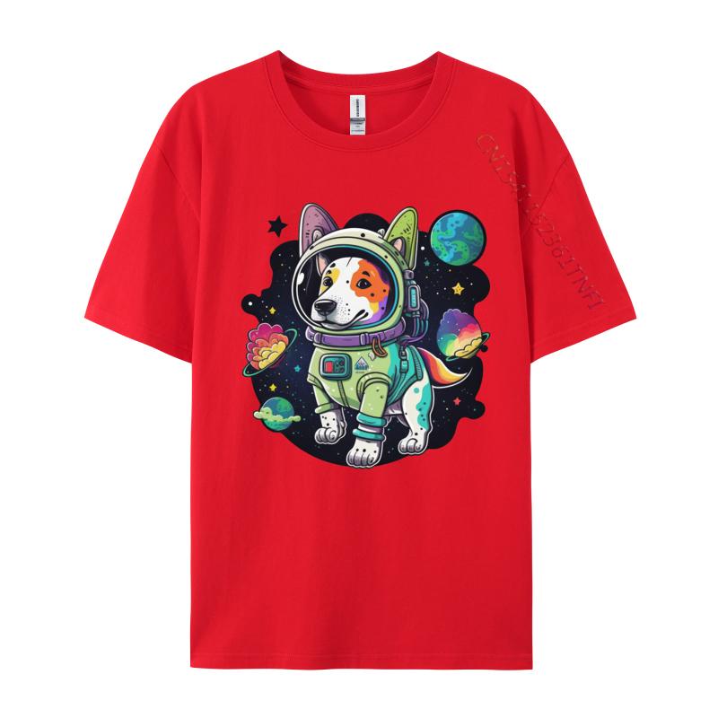 Dog Astronaut In The Cosmos Tshirt Funny T Shirts Cotton Tops Tees For Men T Shirt Blank T Shirt 100 Cotton
