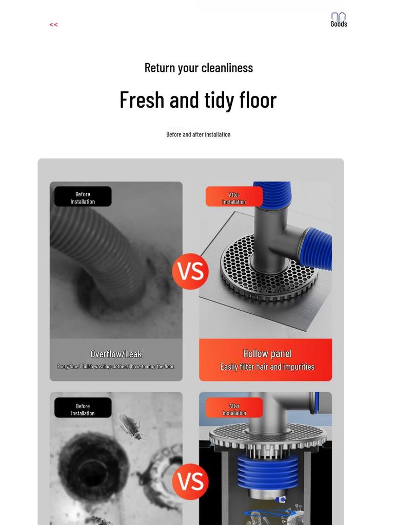 Three-Way Washing Machine Drain Connector with Anti-Odor Floor Cover