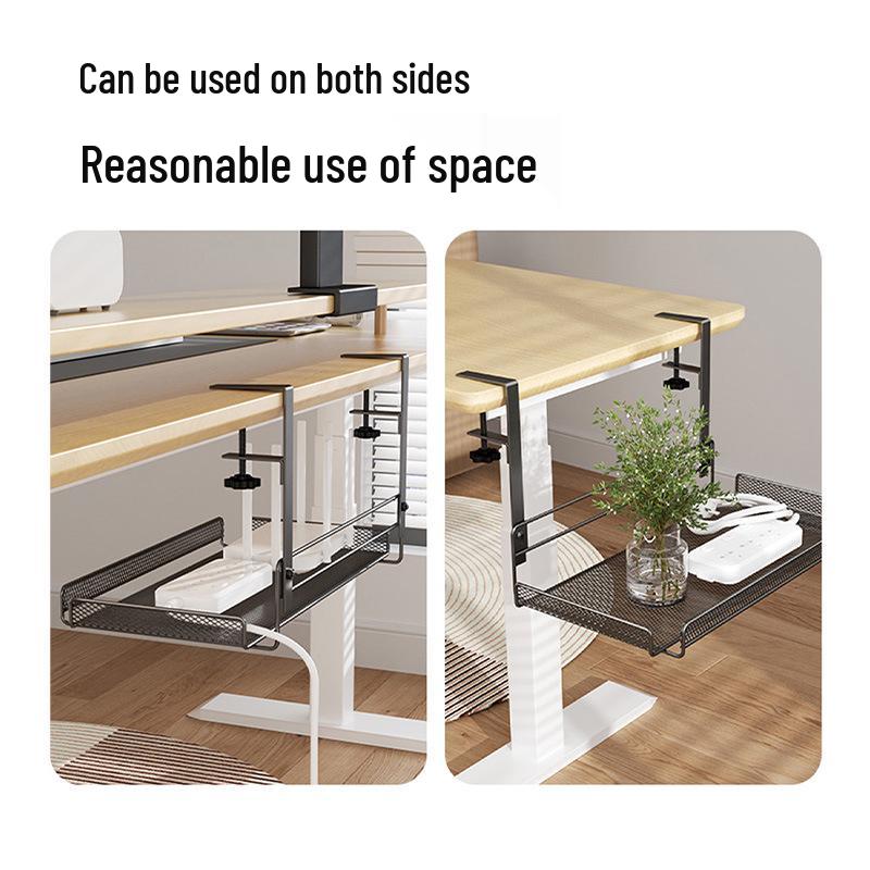 No-Drill Under-Desk Cable Management Rack and Storage Shelf