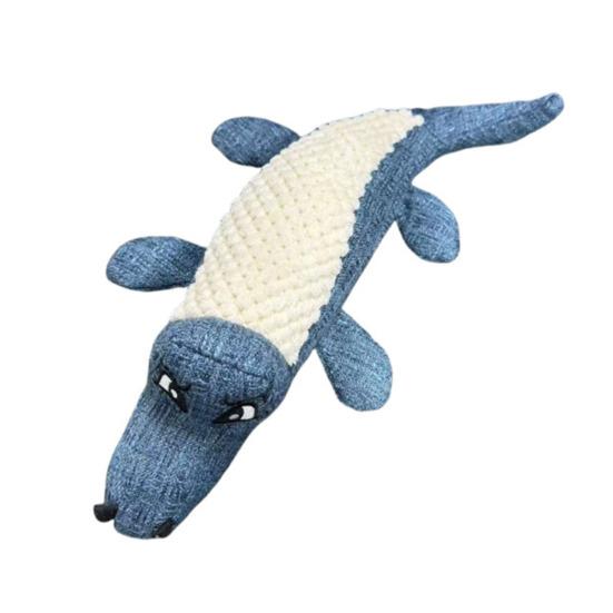 Squeaky Crocodile Dog Chew Toy Boredom Stress Relief Plush Crocodile Teething Toy Bite Resistant Stuffed Animal Plushie Pet синий