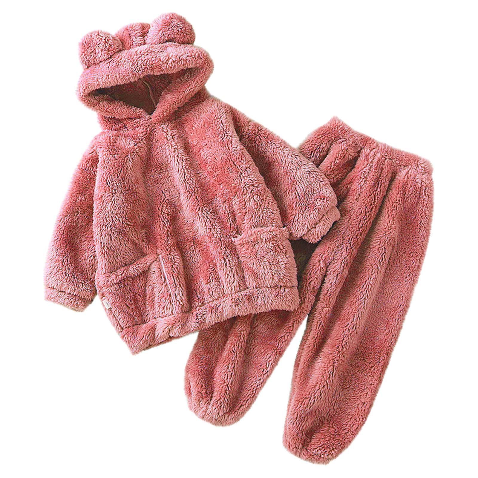 

Милый свитер для маленьких мальчиков и девочек, теплое пальто, одежда, фланелевый домашний пижамный костюм 5-6 Years розовый