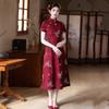 Red national style mother sends the national style new Chinese style improved cheongsam 1011 new women's high-end dress summer