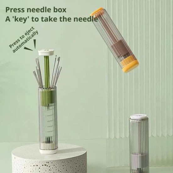 Yousheng Empty Magnetic Needle Case Portable Pop-Up Needle Box Press Type Magnetic Needle Organizer for Home Travel Hand Sewing DIY Craft Projects