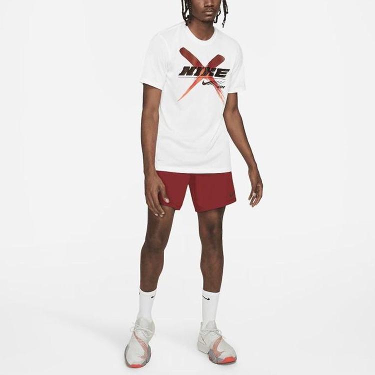 Nike T Shirts Men's White Crew Neck Moderate Straight Fit DA1790-100