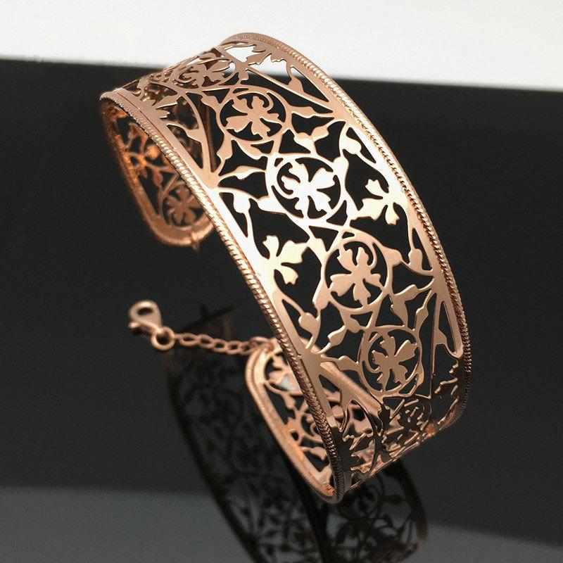 Color Gold Purple Gold Hollow Big Flower Bracelet Fashion Personality Temperament Rose Gold Plated Bracelet