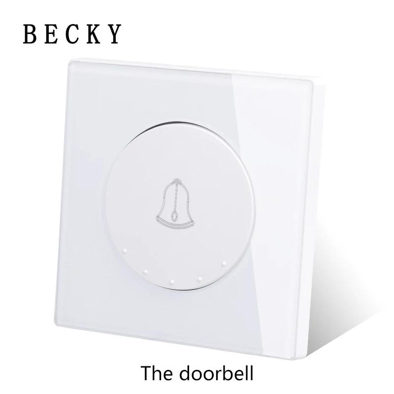 White Glass Panel Switch Button Surround Indicator Light EU UK Standard Circular Reset Switch Socket Office Home Villa Hotel