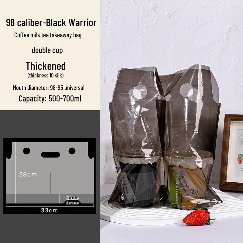Transparent Disposable Drink Bag with Handle for Single or Double Cups