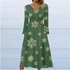 Fashion Women's Casual Fashion Print Pocket V-neck Pullover Long Sleeve Dress
