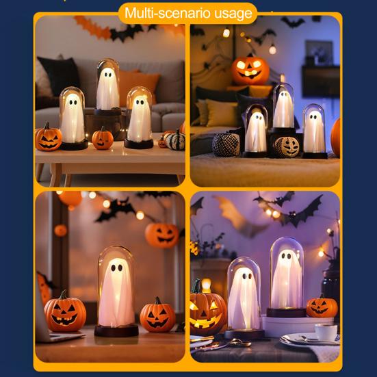 LED Clear Dome Eyeball Night Light Creepy Light-up Eyeball in Cloche with Wooden Base for Home Kitchen Tabletop Mentel Shelf Decor