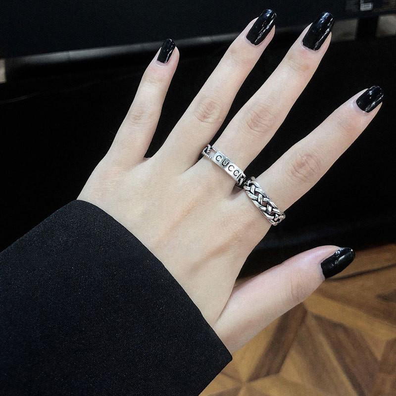 Delicate Sterling 925 Silver Ring Women Minimalist Woven Design Korean Jewelry Style