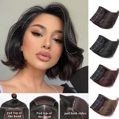 Συνθετικά ίσια μαξιλαράκια μαλλιών Μόδα Αύξηση όγκου μαλλιών Αφράτα Αόρατα Φυσικά Κλιπ σε τούφες μαλλιών Για γυναίκες 2 Τεμάχια