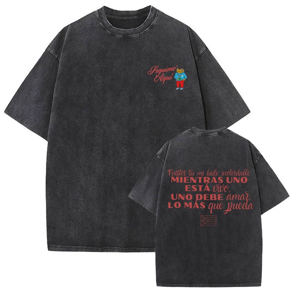 Washed Vintage Rapper Bad Bunny T-shirt Debi Tirar Mas Fotos DTMF World Tour T Shirts Men Women Fashion Hip Hop Popular T-shirts M