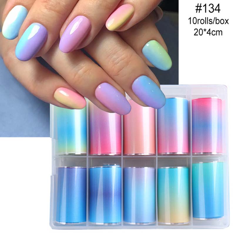 10 Colors Starry Sky Pattern Lace Style 3D Nail Foil Decals New Plastic Nail Sticker 4*100cm Transfer High Quality and Stylish