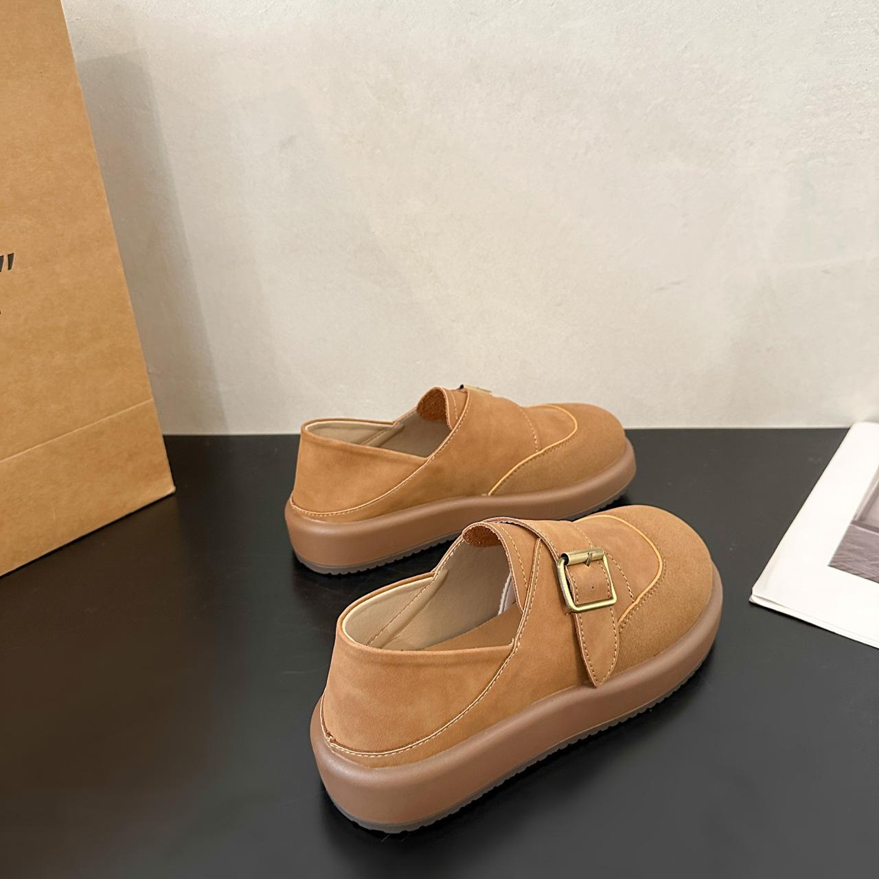 

Ретро нішеві лофери на плоскій підошві, універсальні однотонні туфлі, жіночі 2024, для вулиці, зручні повсякденні туфлі Boken 40 хакі