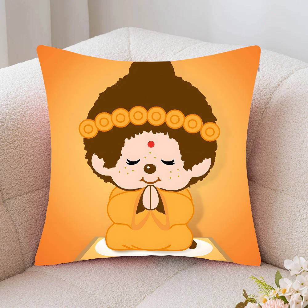 Cartoon Animation M-Monchhichi Pillow Case Fashion Square Pillowcase Bedroom Sofa Room Ins Decoration Leisure