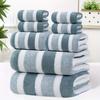 Bath Towel Wrapped In Thick and Enlarged Absorbent Face Wash, Home Wide Striped Coral Fleece Towel Set