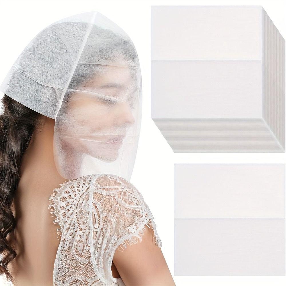 100Pcs Non-Woven Face Makeup Protector Hood Breathable Cosmetic Face Cover  Fitting Rooms