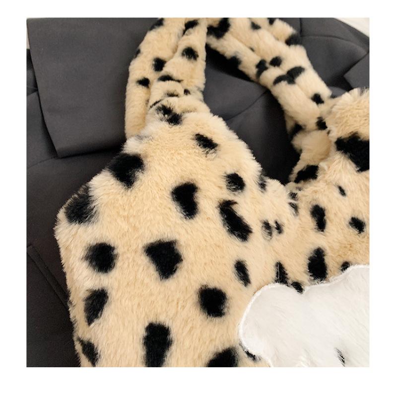 Tooxika Autumn And Winter High-grade Fur Bag Leopard Print Underarm Bag Fashionable Plush Puppy Shoulder Bag