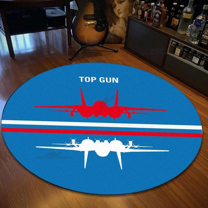 Fashion Fighter Aircraft Top Gun Round Carpet Living Room Bedroom Carpet Non -slip Door Pad Yoga Mat Floor Mats Birthday Gift
