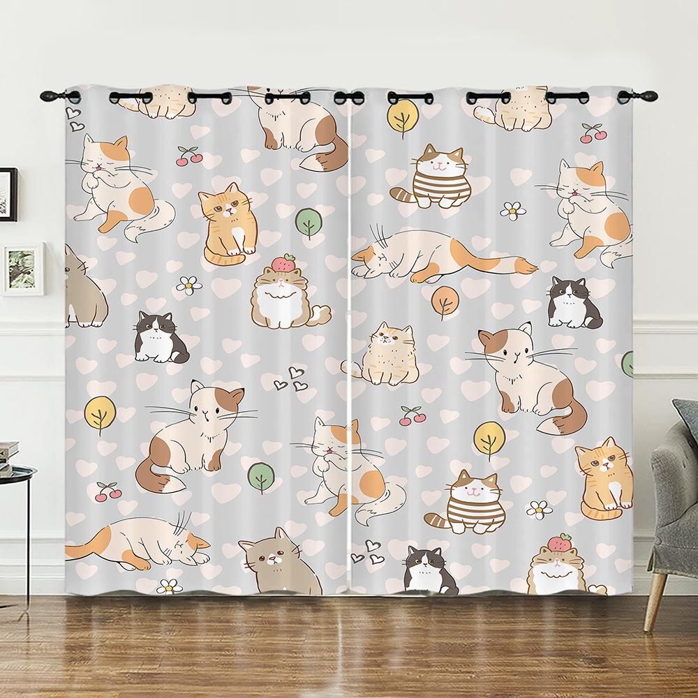 

Занавеска Милая Иллюстрация Животное 3D Цифровая Печать Затемняющая Занавеска На Люверсах 97cm*114cm*2