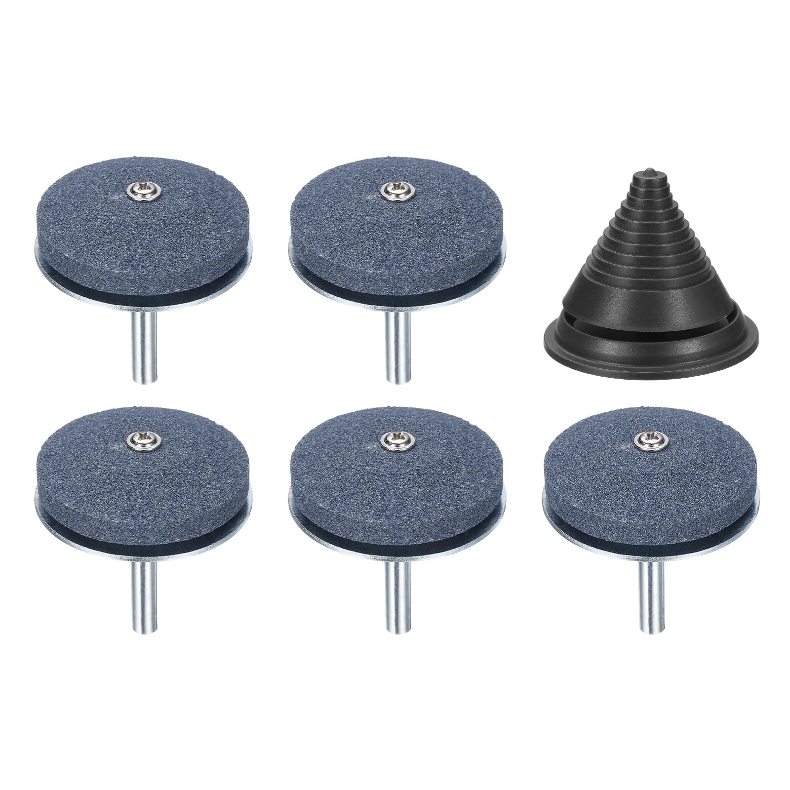 

uxcell Lawn Mower Blade Sharpening 5 Rotating Corundum Lawn Mower Blade Sharpening Stones with Metal Backing and Black Blade Balancer for Power Hand