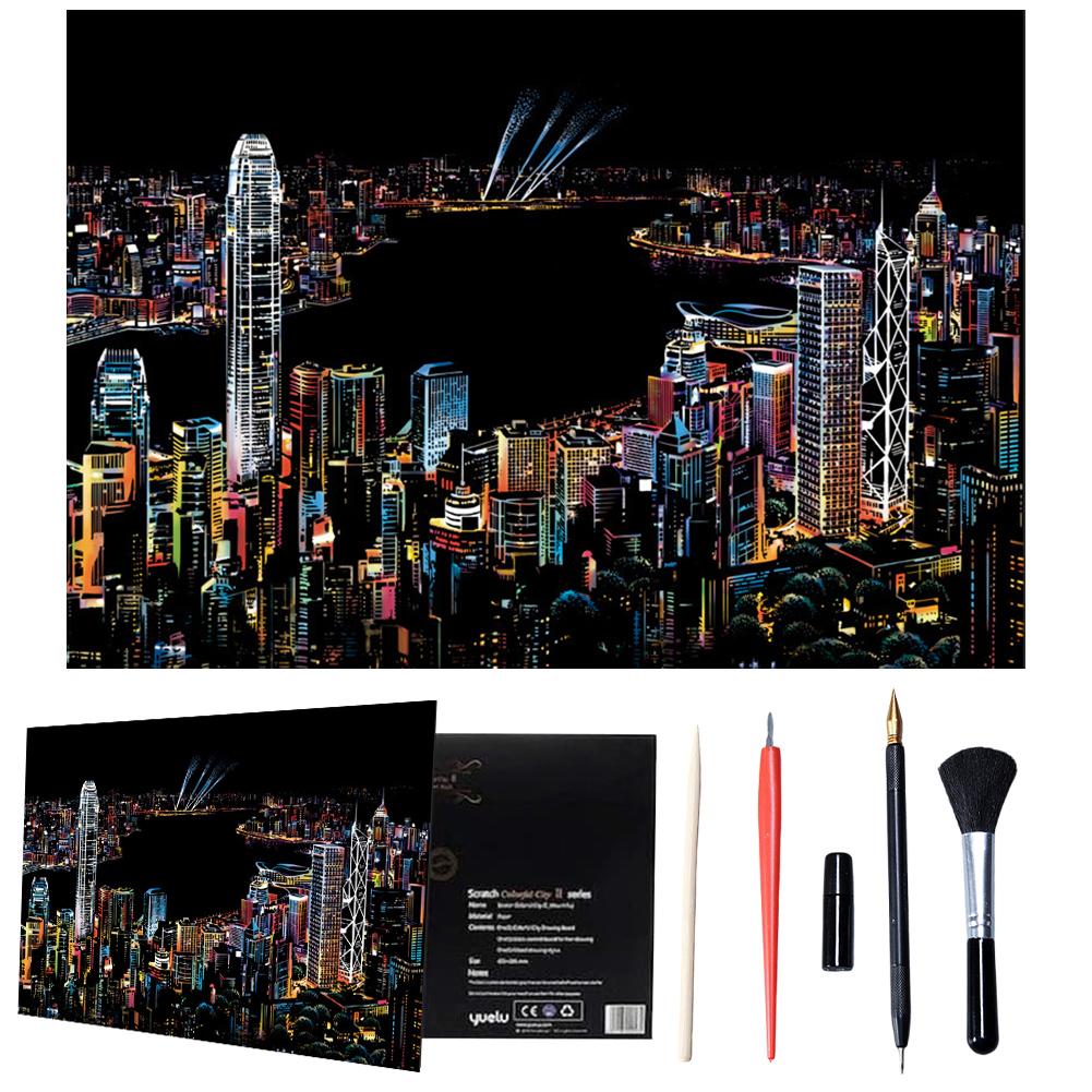 Scratch Art Paper for Adults with Tools Kit Scratch Art Painting Paper Engraving Art Set Gift for Friends Family