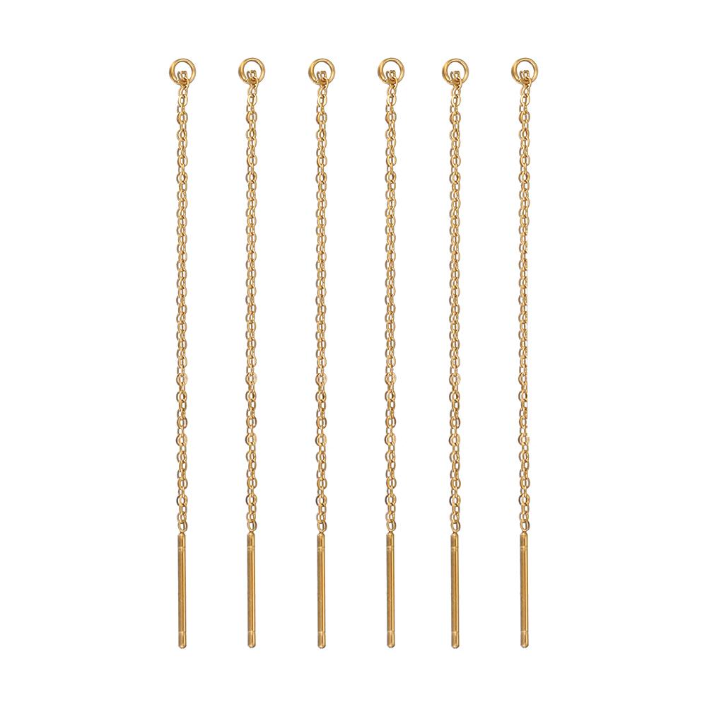 10pcs Gold Color Plated Stainless Steel 8cm Long Chain Ear Line Earrings Earwire DIY Women Drop Dangle Earrings Jewelry Making