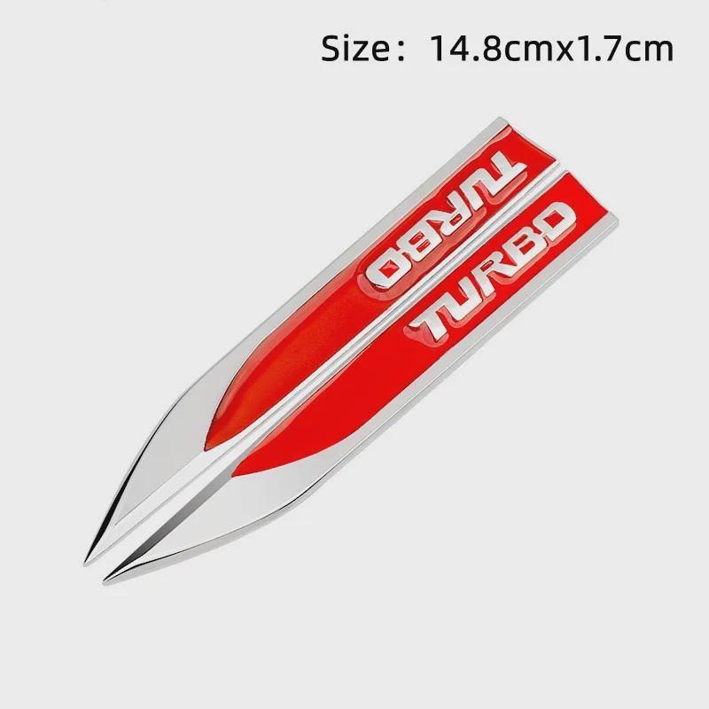 1Pairs 3D Metal Turbo Logo Car Fender Side Blade Emblem Badge Sticker Auto Styling Accessories красный