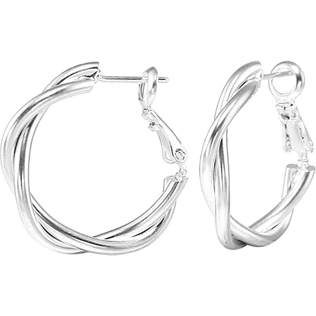 Hoop Earrings Women Fashion Plating Alloy Golden Silver Round Ear Stud Party Jewelry Gift