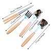 Stainless Steel Wooden Rice Soup Cake Fruit Fork Coffee Dessert Spoon  for Family Dining