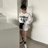 Magliette bianche da donna, a maniche lunghe, con scollo a V, in cotone, coreane, oversize, casual, alla moda, stampate, Y2k
