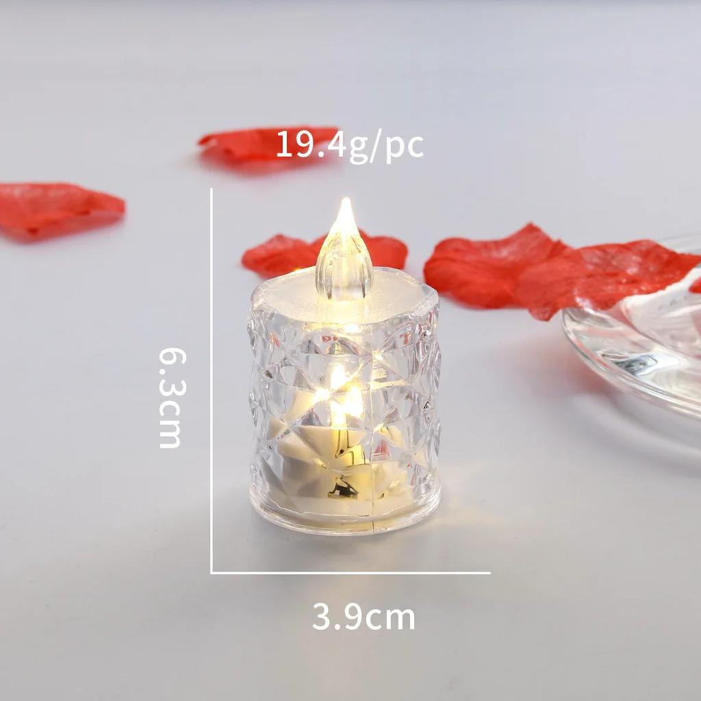 LED Crystal Candle Light Flameless LED Candle Electronic Night Lamp Dating Party Christmas Home Wedding Decoration 24~1PCS S/M/L