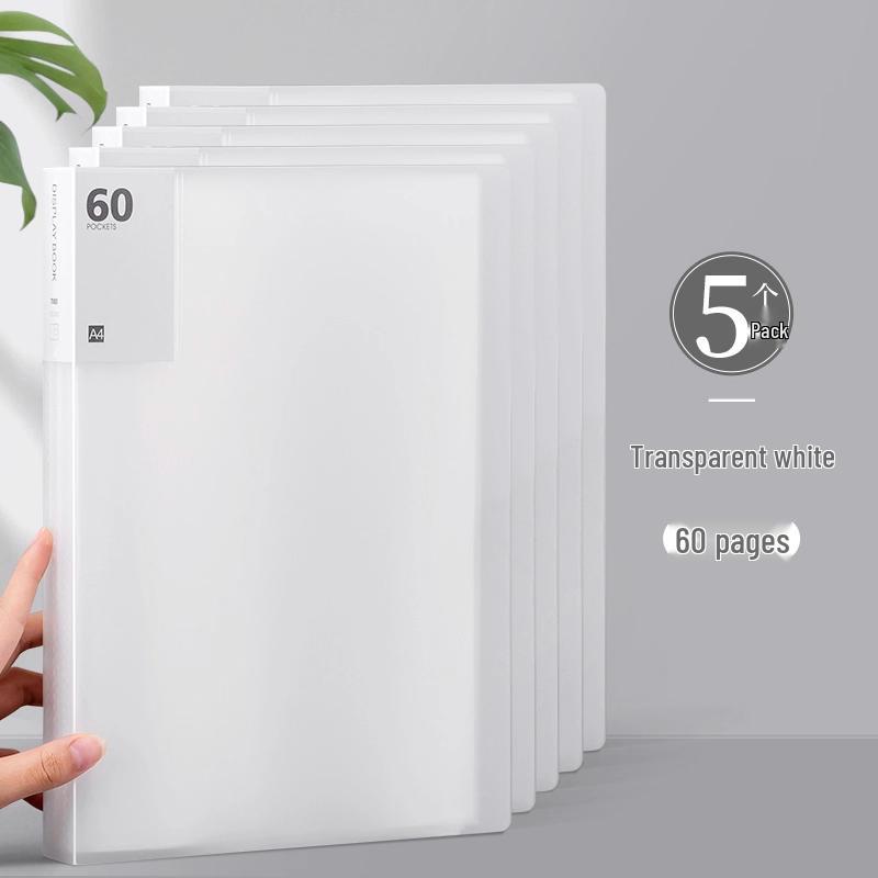 Transparent A4 Binder for Primary Students: 60-Page Insert Book, 100 Folders, Certificate Storage