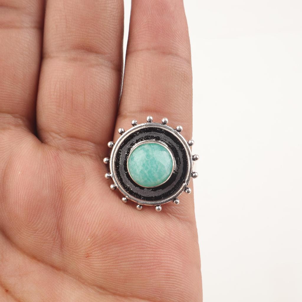 Amazonite Gemstone Jewelry, 925 Solid Sterling Silver Ring, Handmade Gorgeous Silver Ring. Handmade Amazonite Silver Ring For Gift