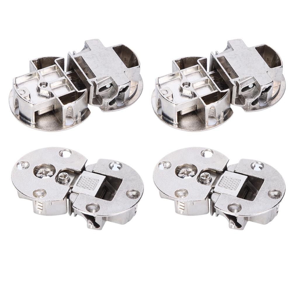 4pcs Zinc Alloy Concealed Cabinet Hinge Semicircular Folding Door Hinge Flap Door Hinge  Desks