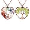 Handmade Retro Stone Tree of Life Necklace with Seven-Color Heart-Shaped Root (N35)