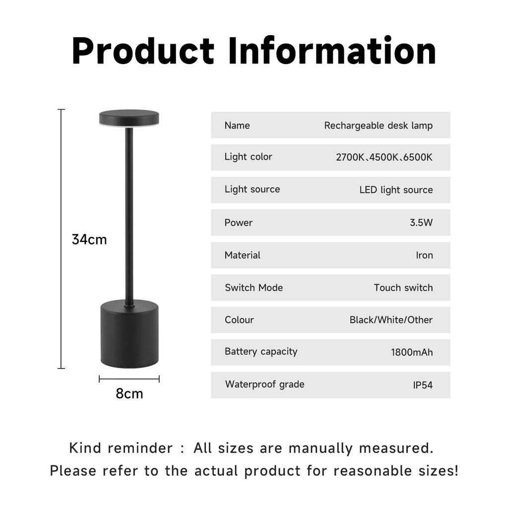 NEW Design Cordless Led Table Lamp Modern Wireless Rechargeable Touch Dimming Portable Restaurant Lights Luxury Desk Table Lamps