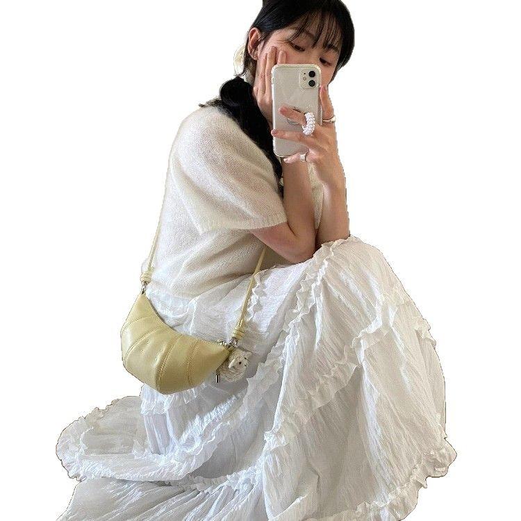 2025 yellow horn bag women's new light luxury niche high-end single shoulder crossbody dumpling bag