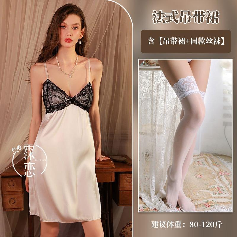 Sex Underwear, Deep V Lace Show Large Suspender Dress, High-end Pure Lust Women's Clothing
