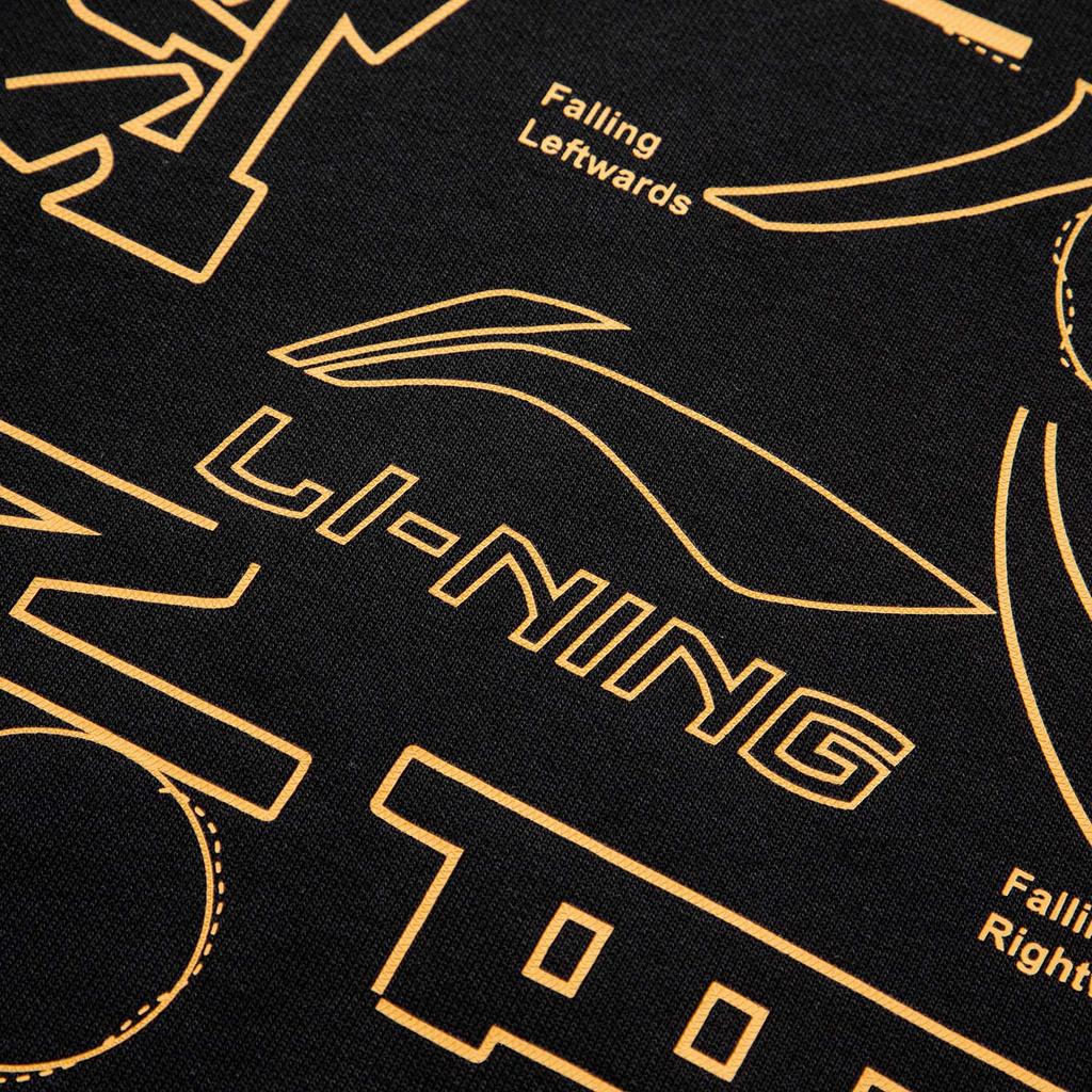 Li Ning Sports Lifestyle Series American Retro Logo Print Loose Hooded Sweatshirt Unisex Sweatshirt Black AWDU923-6