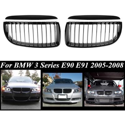 Kidney Front Grill Gloss Matte Black Grille For BMW 3 Series E90 E91 Pre-Facelift 2005 2006 2007 2008 320i 330i 323i 328i