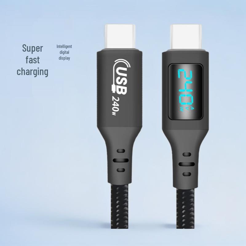 USB2 Digital Display 240W Fast Charge Dual Type-C Cable with Current Voltage Power Monitor