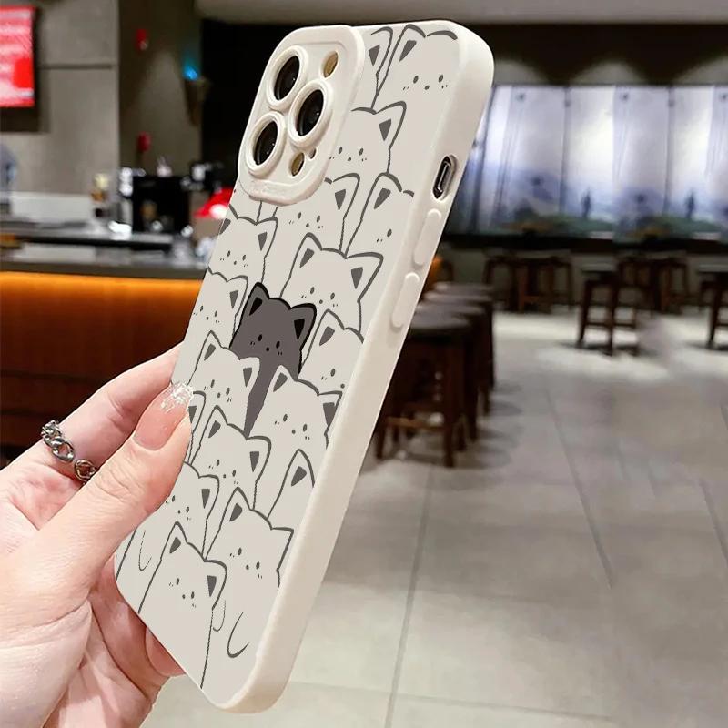 Case For iPhone 15 Cases iPhone 14 Pro Max Cases Black And White Line Bear Phone Case For iPhone 13 12 11 XS XR X 7 8 Plus Cover