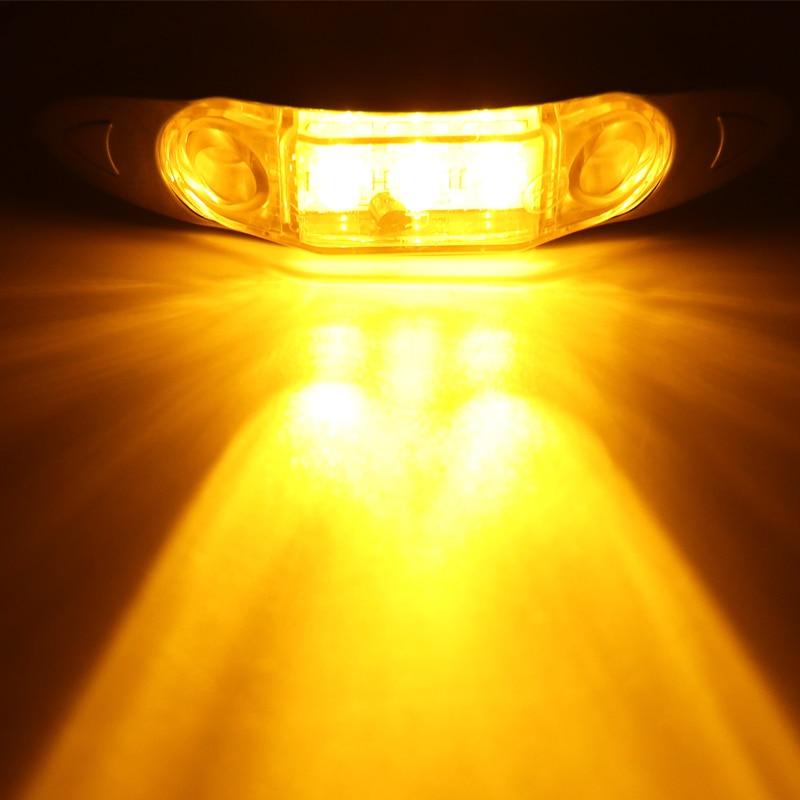 2pcs 3LED 12V/24V Car Trailer Truck Clear Side Marker Lamp Indicator Lorry Turn Signal Light Red/Amber/White Waterproof Light