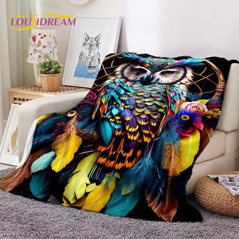 3D Cute Owl Eagle Birds Cartoon HD Soft Flannel Blankets,Throw Blanket Comfortable Blanket for Picnic Beds Home Bedroom Kid Gift